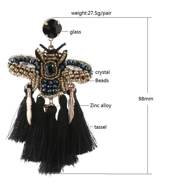 NeeFu WoFu Rhinestone Earrings Tassel Crystal Big Butterfly Earring Large Long Brinco Ear Accessories Oorbellen Christmas Gift | Украшения