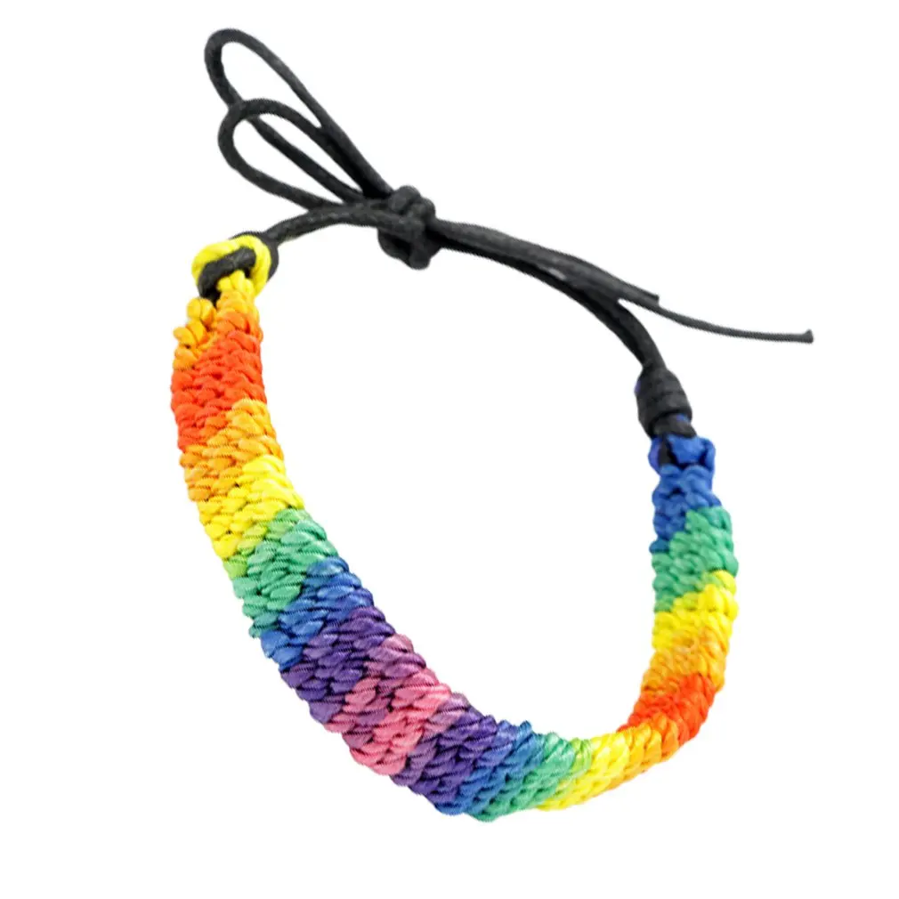 Цветные цветные ручные плетеные браслеты Радужный Цвет Ручная Веревка