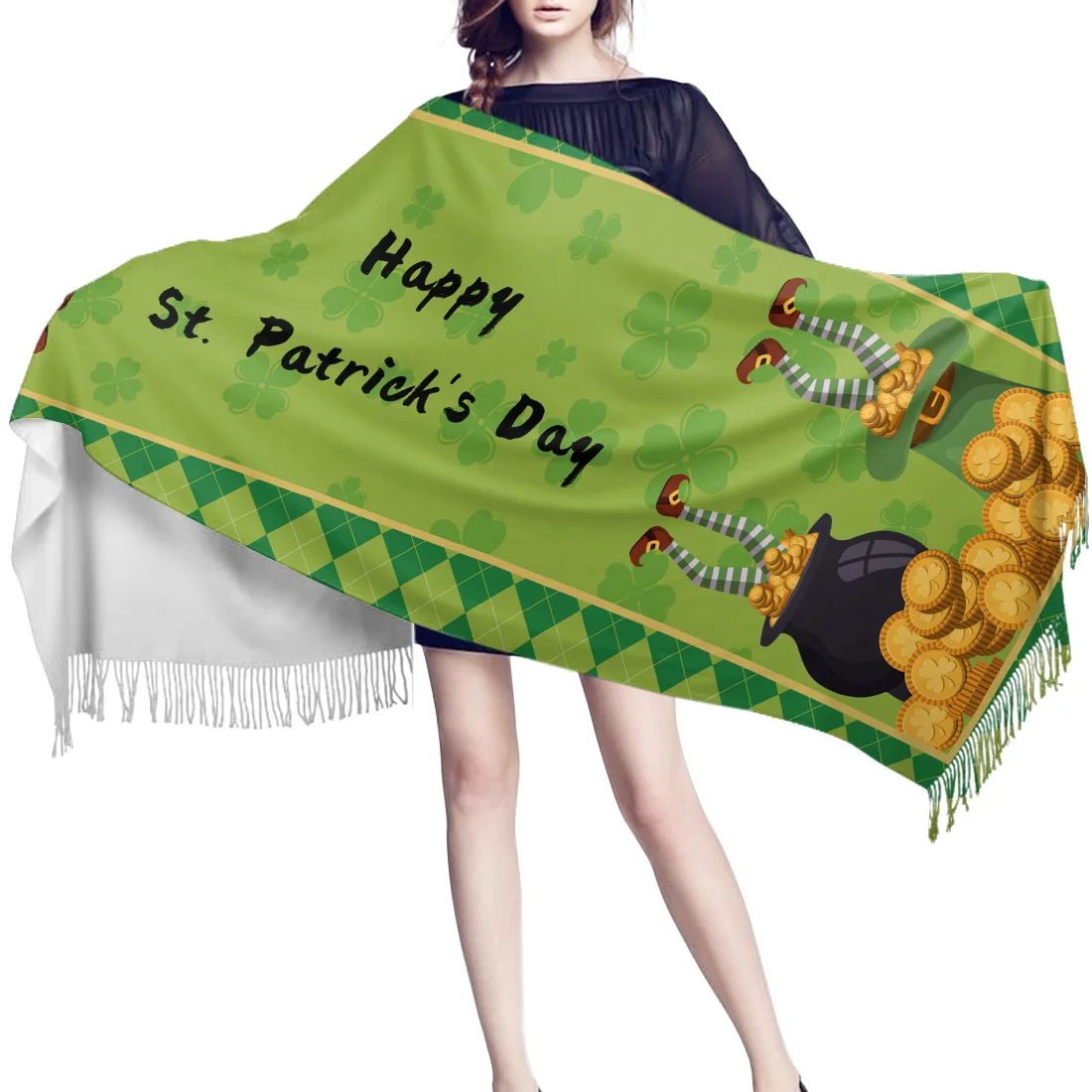 Сапоги на День Святого Патрика рогоносцы золотые монеты шарф унисекс толстые