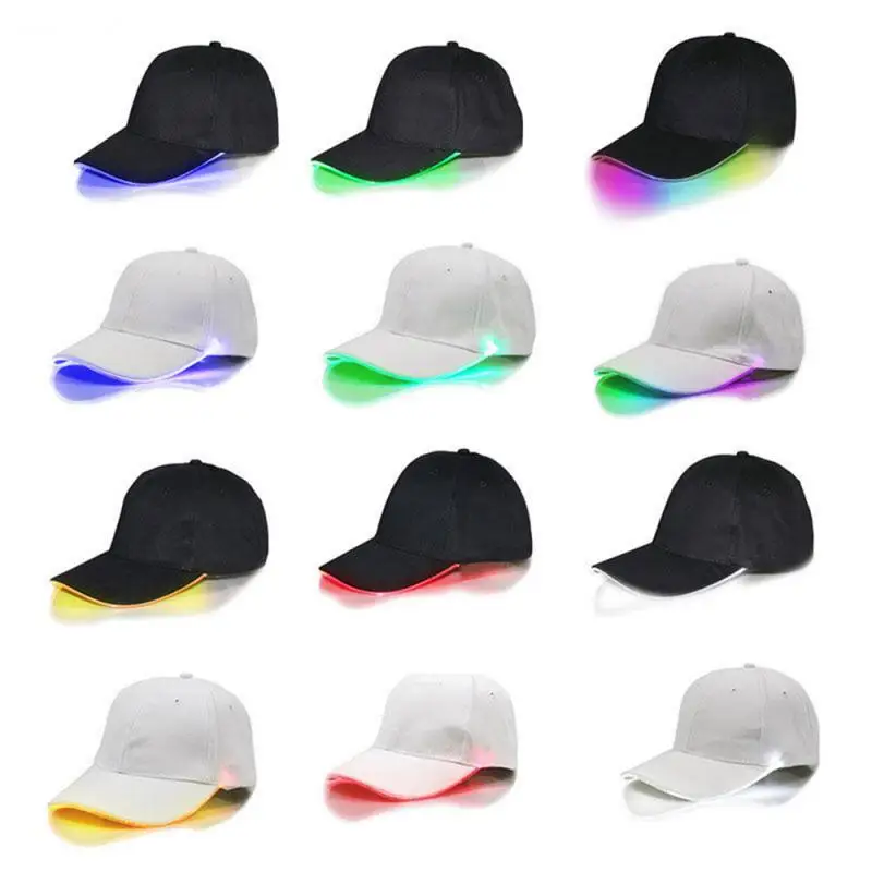 

New Design Light Up LED Caps Flashing Baseball Luminous Hat 2 Modes Adjustable Cotton Glow Hat For Fishing Jogging Party Hip-hop