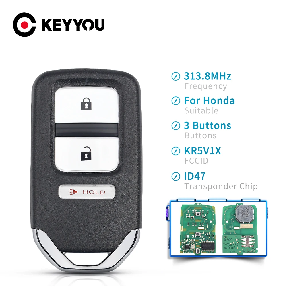 KEYYOU для Honda Fit EX L LN 2015 2016 2017 Crosstour FCC ID: KR5V1X 313 8 MHz 3 кнопки ID47 чип дистанционный