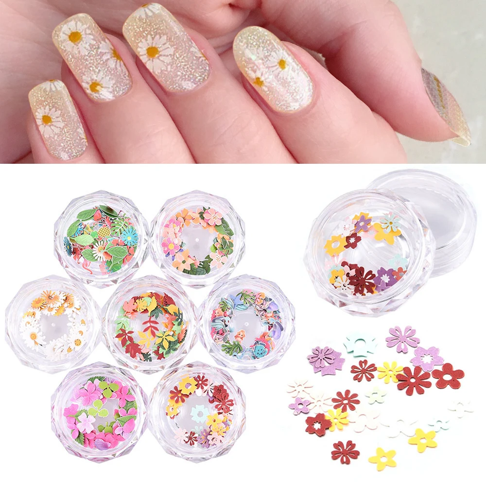 

1Box Nail Art Decoration DIY Colorful Flower and Plant Nail Art Sequins Glitter Manicure Decoration 3D Mixed Designs Slices