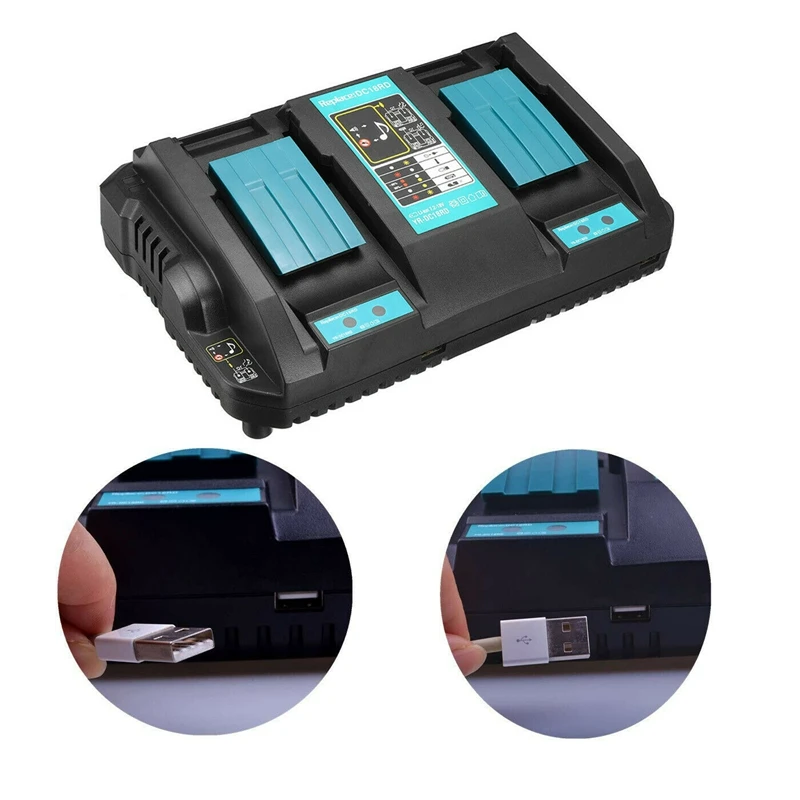 

Dc18Rd Li-Ion Charger Dual Usb 6A 14.4V-18V For Bl1415 Bl1430 Bl1815