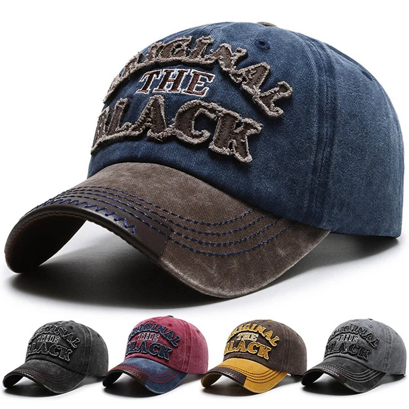 

Men's Baseball Cap Adjustable Cool Women's Snapback Fishing Embroidery Hat Summer Retro Canvas Denim Letters Fish Hats