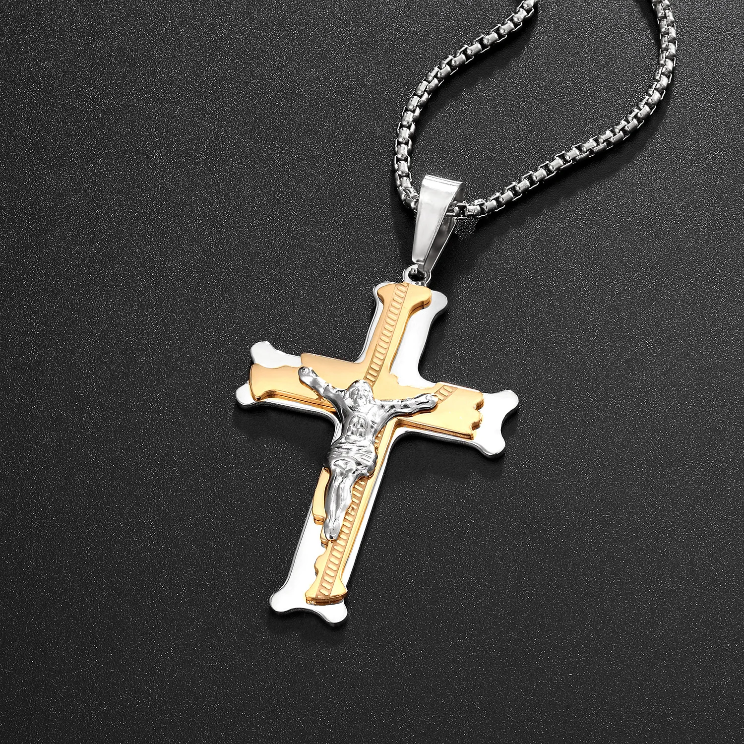 Полированная подвеска с крестом Иисуса веревочное ожерелье цепочки из