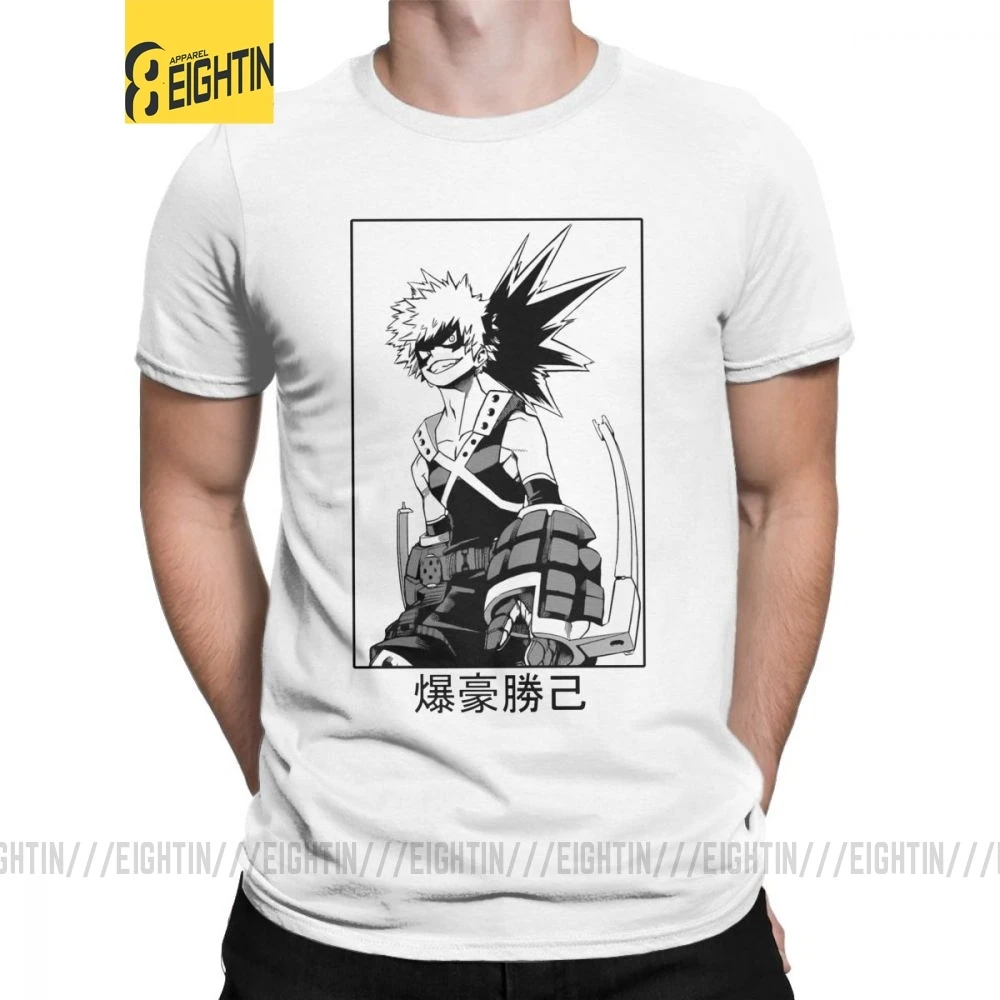 Мужская футболка с надписью «Katsuki Bakugo», футболка с надписью «My Hero Academy», новинка, топы с короткими рукавами и круглым вырезом, хлопковые футболки размера плюс