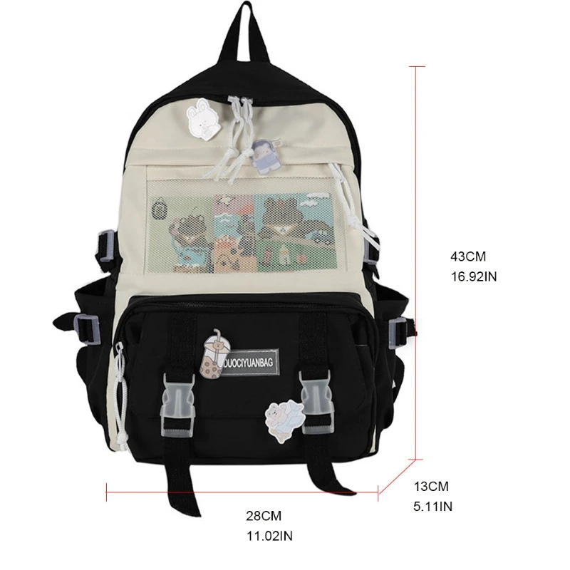 

Lovely Cartoon Front Mesh Backpack Large Capacity Shoulder Bags Multipurpose Handbag Teenage Girl Portable Travel School