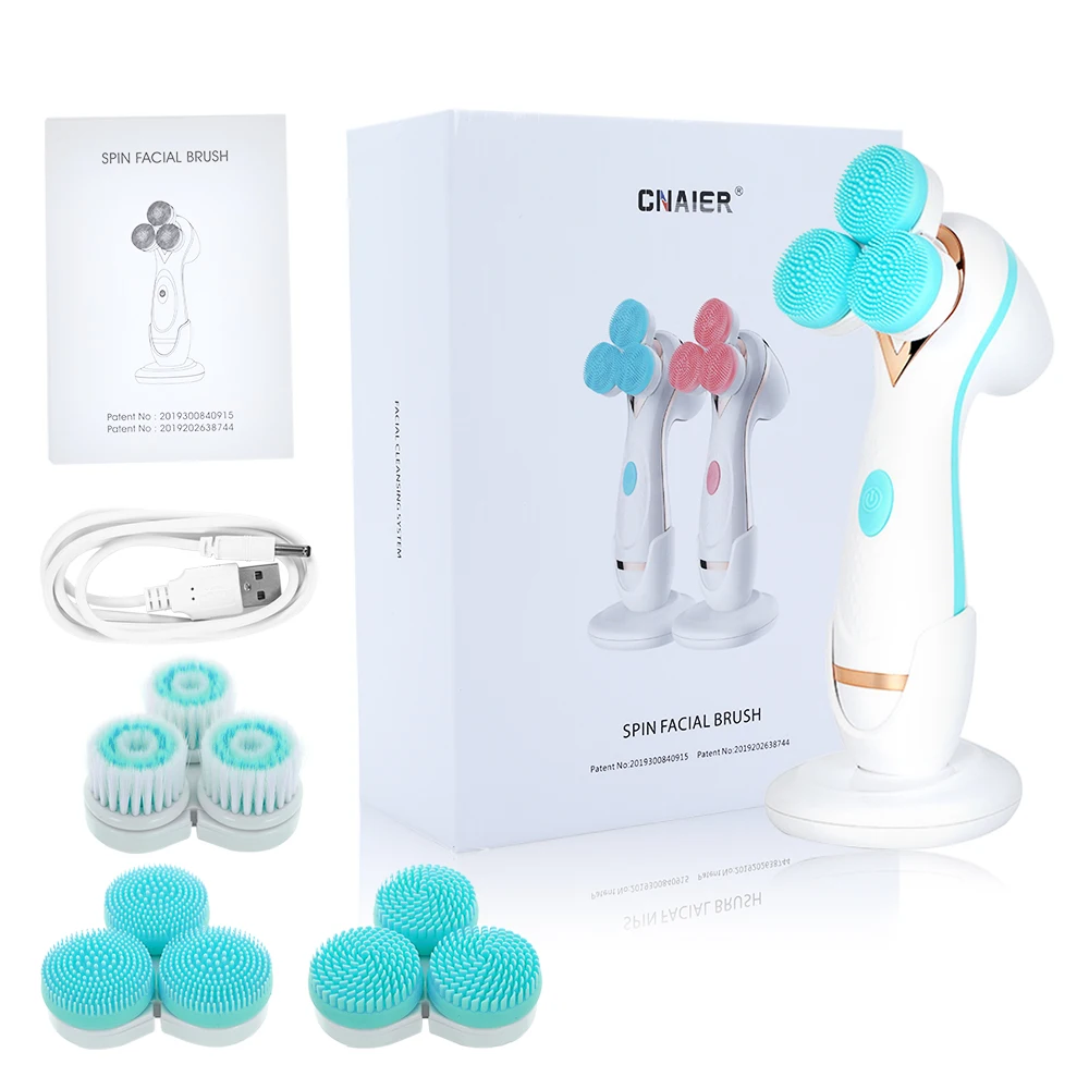 

3 IN1 Facial Cleansing Brush Silicone Soft Cleaning Tool Electric Face Massage Blackhead Removal Machine Battery & Rechargeable