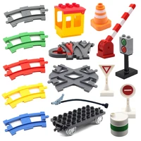 big building blocks railway transport accessories train tracks traffic stop lights straight kid assemble toys for children gifts