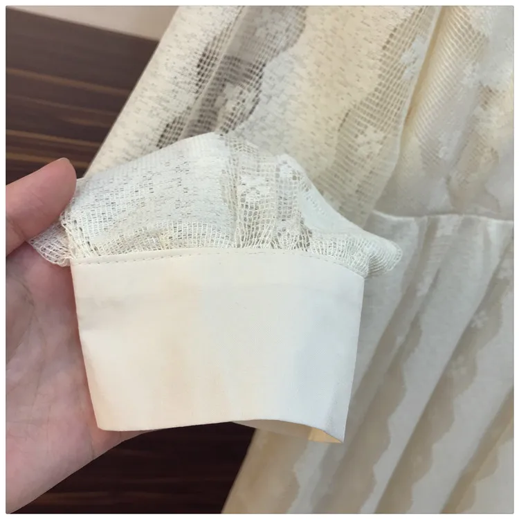 

plus size women fashion lace dress vestido elegant office long sleeve Peter pan collar sexy hollow out autumn dresses