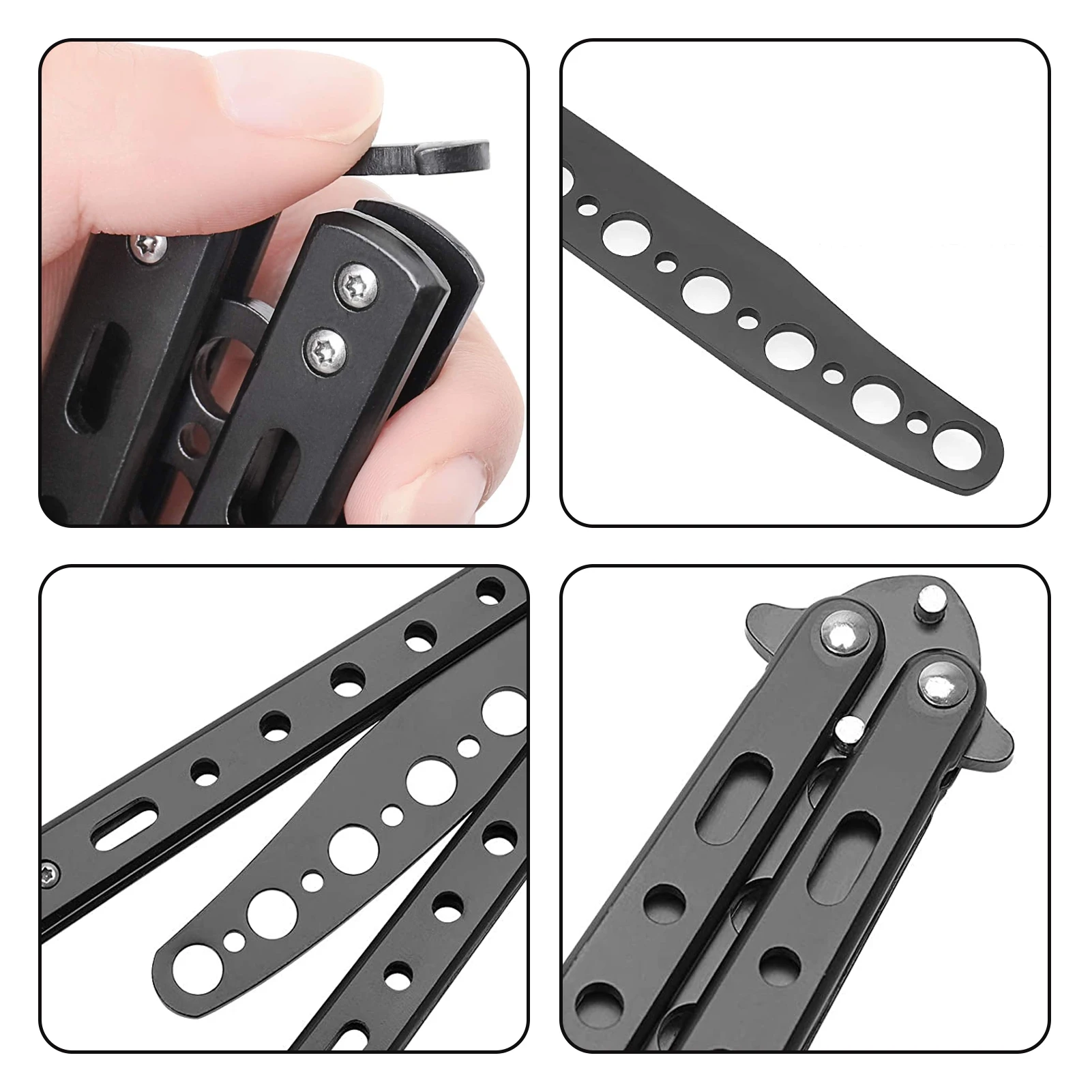 Тренировочный нож-бабочка полностью стальной без лопастей с 7 отверстиями