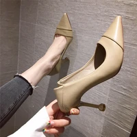 spring and summer the new high heel women dress fashion thin heels pointed toe slip on shallow occupation breathable sexy party