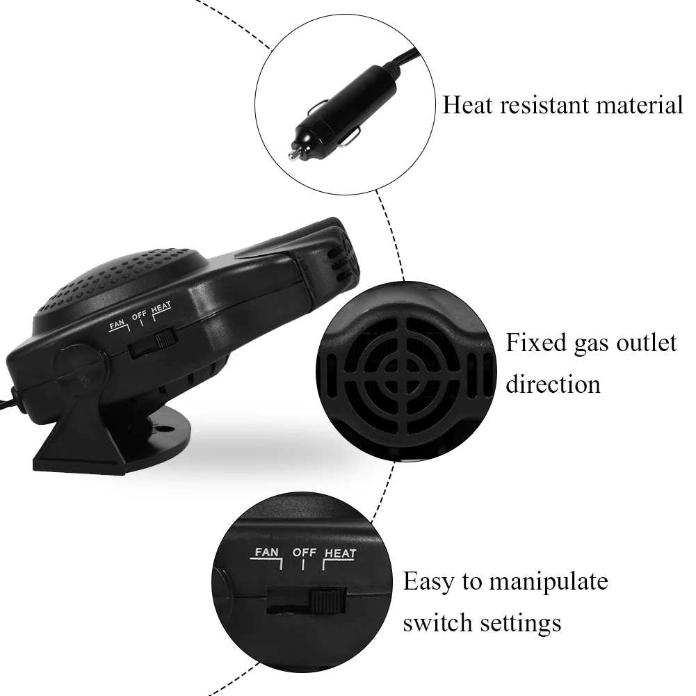 

12V 150W Ceramic Speeding up Heater Hot Cooling Fan Demisting Defrosting