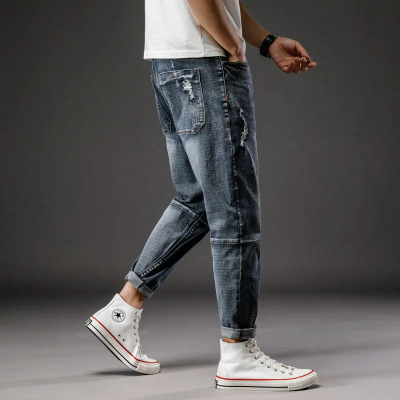 46 Plus Size 2021 Summer High Quality Men's Baggy ripped solid Pants Cargo Male Casual Denim Fashion Mens Long Jeans Trousers