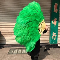 promotion 15 bone 1pcslot fluffy grass green ostrich feather fan christmas home diy craft plumas de faisan feathers for crafts