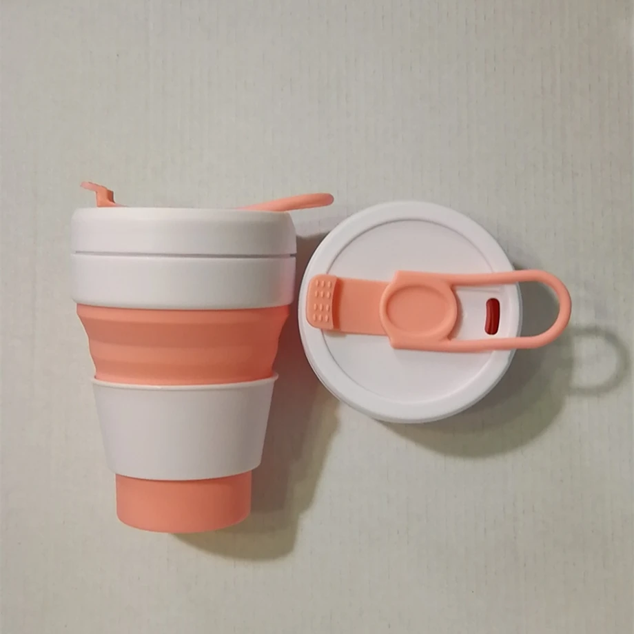 100pcs/lot 12oz Silicone coffee mug collapsible tumbler 350ml folding tea cup telescopic travel leak proof lid heat sleeve | Дом и сад