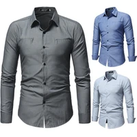 2020 new men shirt dark mens slim black soft and comfortable long sleeve shirts dress free shipping