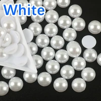 white half round flatback pearls mix sizes 4mm 5mm 6mm 8mm 10mm to 25mm all sizes for nail art abs imitation pearl beads