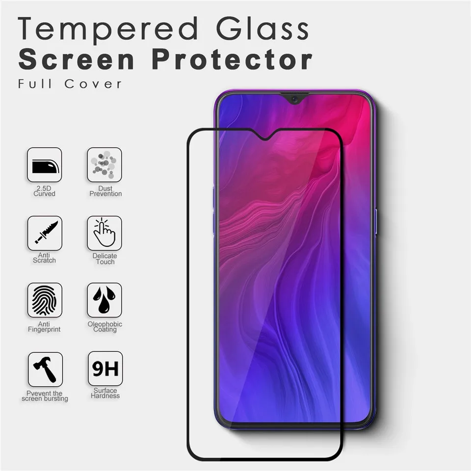 2 шт полное покрытие протектор экрана из закаленного стекла для Realme