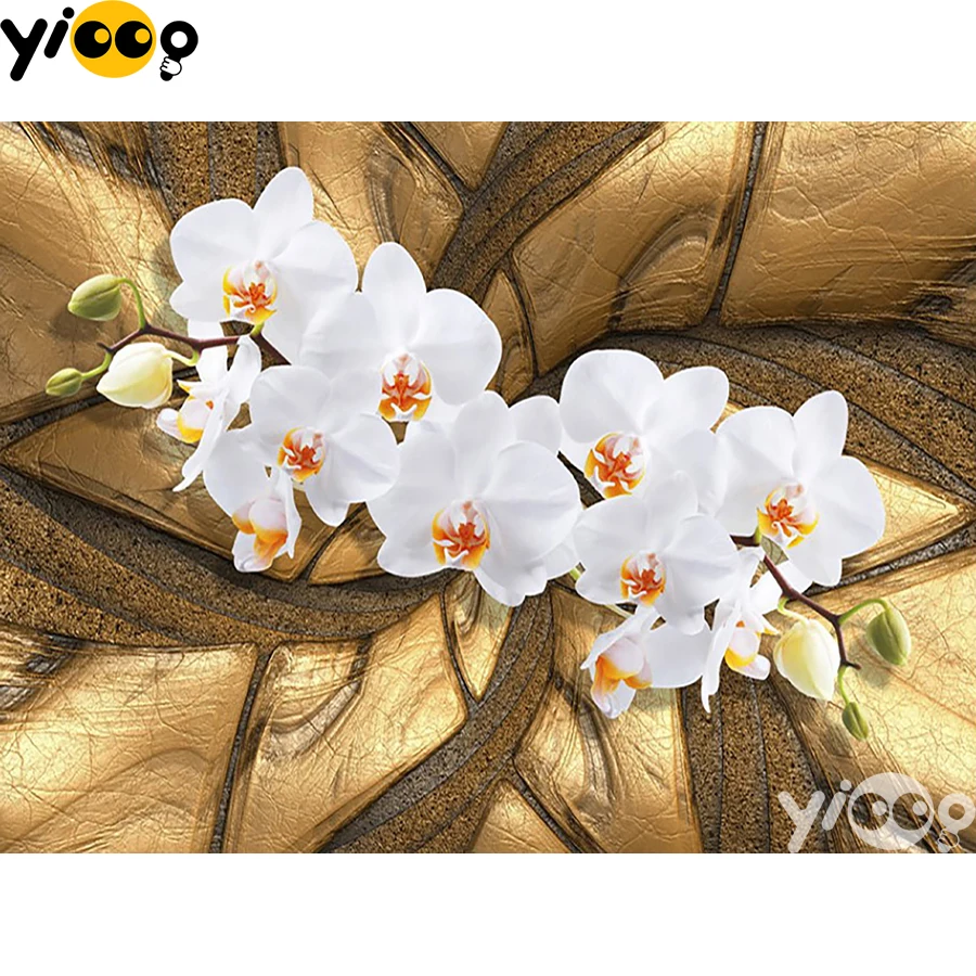 

Full Square/Round Drill Diamond Painting Cross Stitch Embroidery White Lotus Rhinestone Mosaic Home Decor Gift BX1670