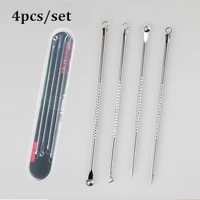 stainless steel acne removal needles pimple blackhead remover tools spoon needles facial pore cleaner face skin care tools 4pcs
