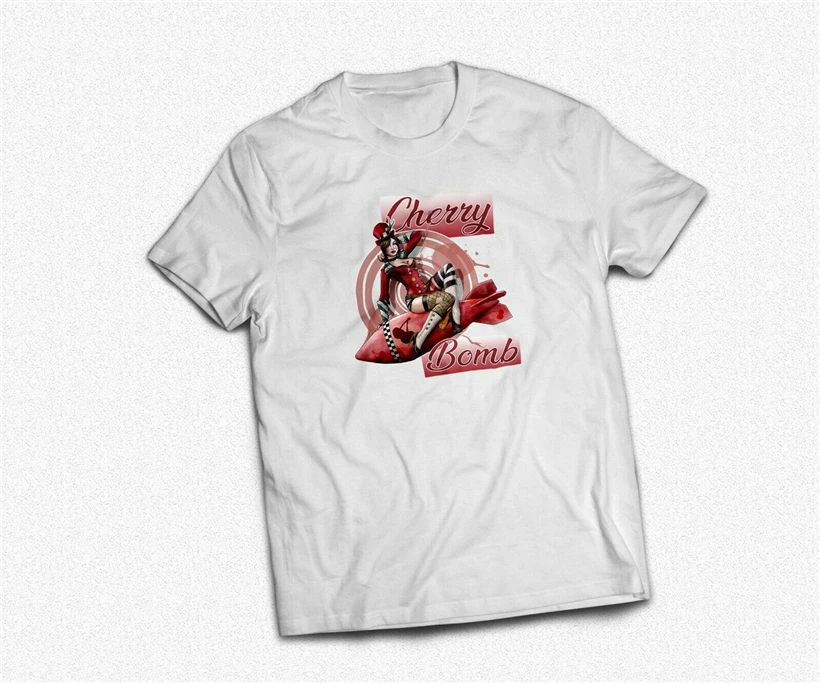 Ретро Пин Ап вишневая бомба Футболка Премиум хлопковая футболка белого или