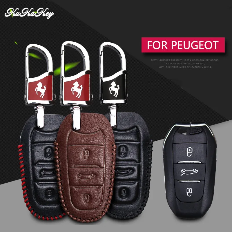Чехол для автомобильного ключа из натуральной кожи Peugeot 308 301 106 107 206 207 407 307 3008 2008 508