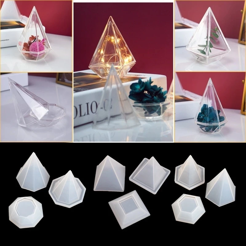 

DIY Resin Cut Diamond Storage Box Ring Necklace Storage Box Hollow Diamond Silicone Mirror Mold