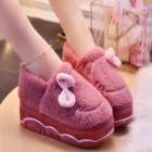 Тапки женские зимние на толстой подошве, плюшевые тапочки на высоком каблуке, теплые домашние тапочки, комнатная обувь