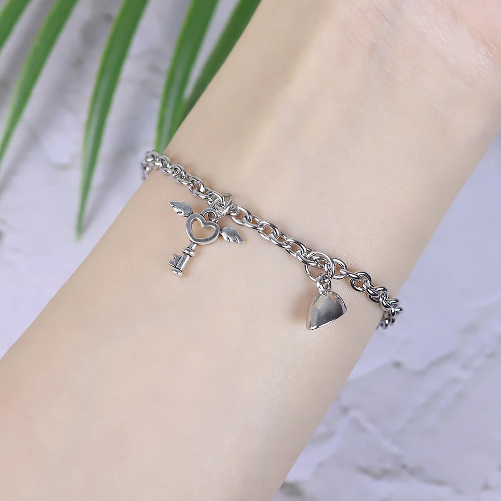

2Pcs/Set Magnet Couple Bracelets Heart Attraction Bracelet Stainless Steel Charm Jewelry Gifts Magnetic Love Bracelet