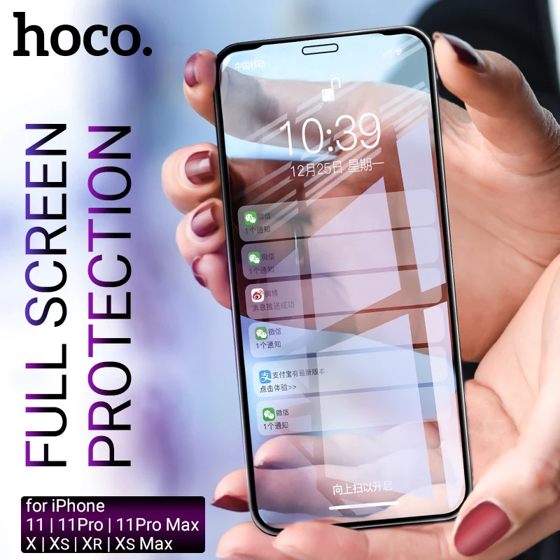 hoco закаленное стекло для iphone 11 Pro X Xr Xs max Max защитная пленка экрана на айфон защита