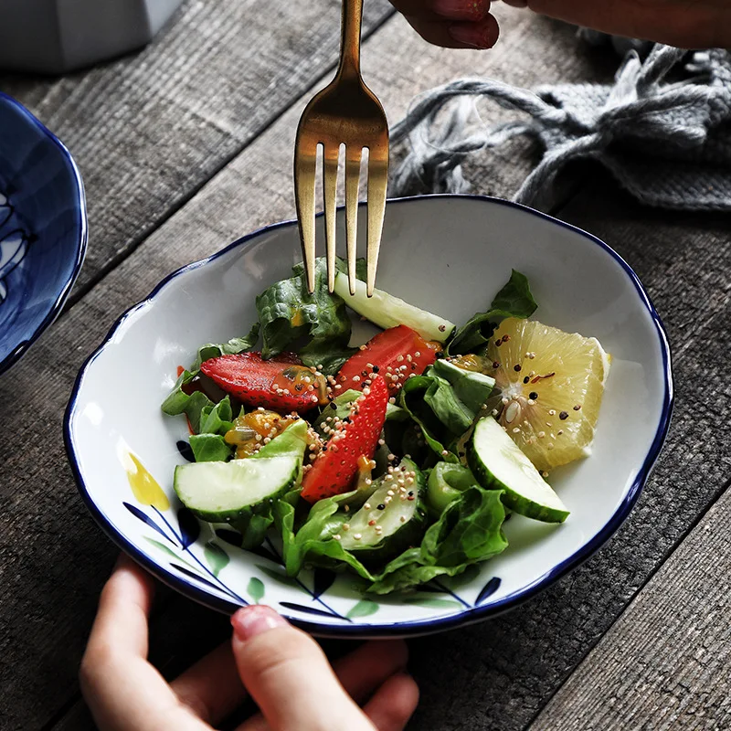 

Тарелка Бытовая овальная, Цветная Керамическая Тарелка под глазурь, креативная холодная тарелка, тарелка для салата, тарелка для закусок с ...