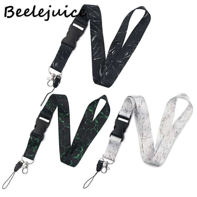 

24pcs Marble texture Neck Strap Lanyards ID badge card holder keychain Mobile Phone Strap Gift Ribbon webbing necklace