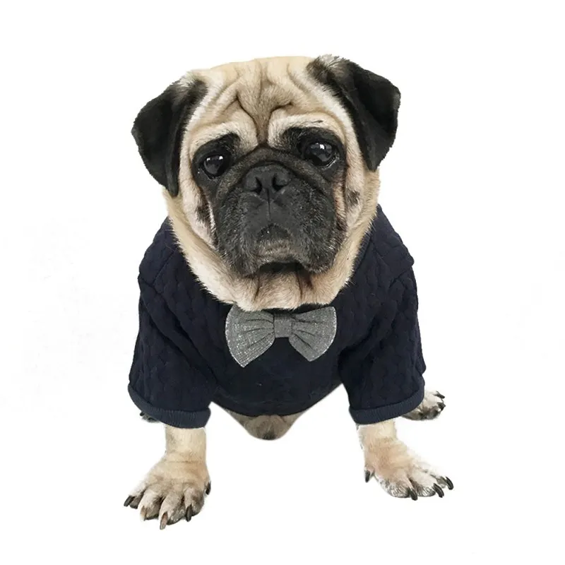 Зимний свитер с галстуком бабочкой для собак кошек щенков джентльменов вязаный