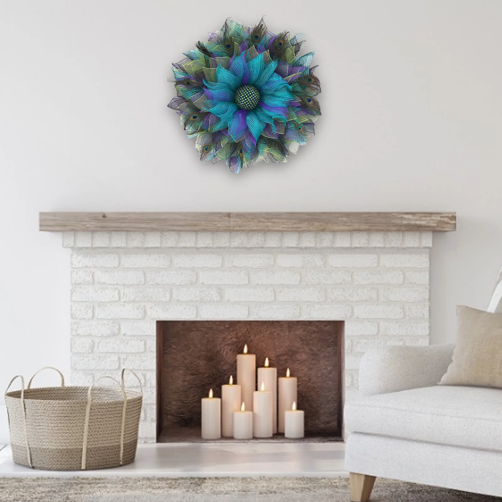 

Декоративный венок на Хэллоуин для входной двери, садовая благородная уникальная гирлянда круглой формы, Peahen, венок на стену, фестиваль, веч...