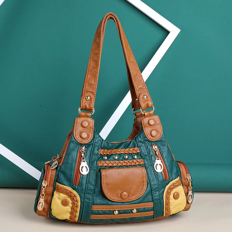 

High Capacity Soft Shoulder Bag Women PU Leather Handbags Designer Crossbody Messenger Bags Ladies Purse