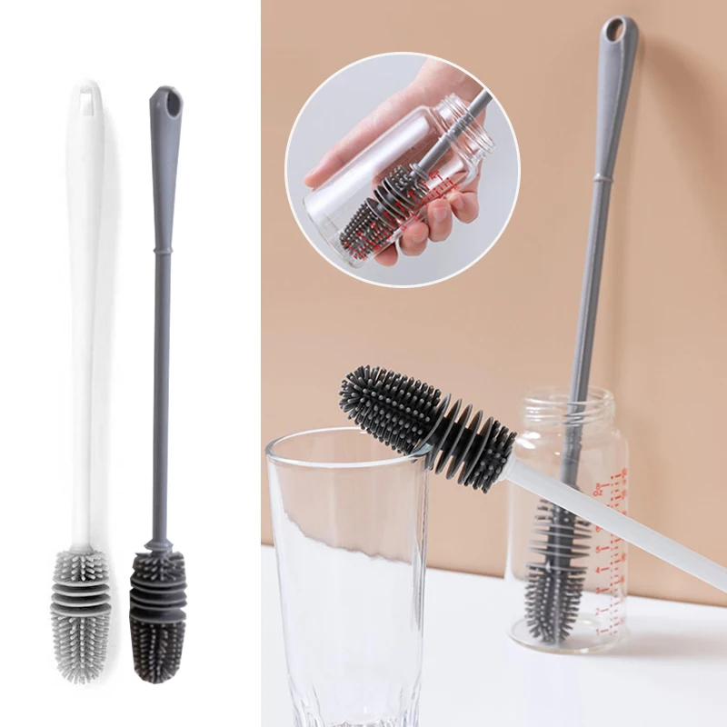 

Universal Long-handled Brushes Household Cleaning Supplies Convenient No Dead Ends Silicone Bottle Brushes Wholesale