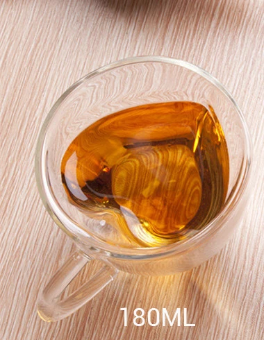 180ml Сердце любовь в форме двойных стенных стаканов кружка устойчивая кунг-фу чай кружки молоко чашка для лимонного сока посуда для напитков любовник кофе чашки кружка подарки - Цвет: 180ml