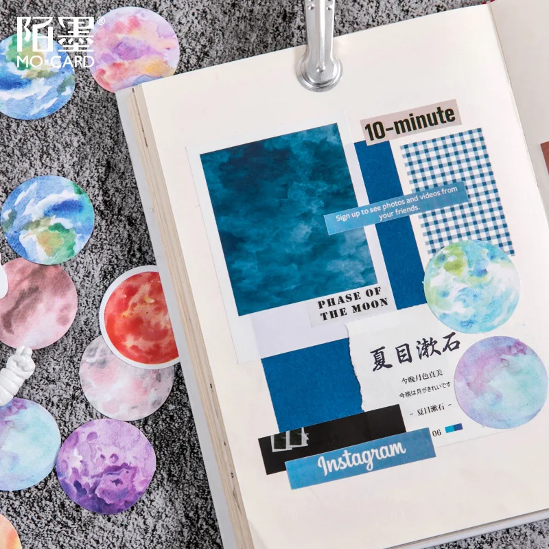 

46pcs /Pack Watercolored Planet Astronaut Pocket Diary DIY Decorative Sealing Sticker