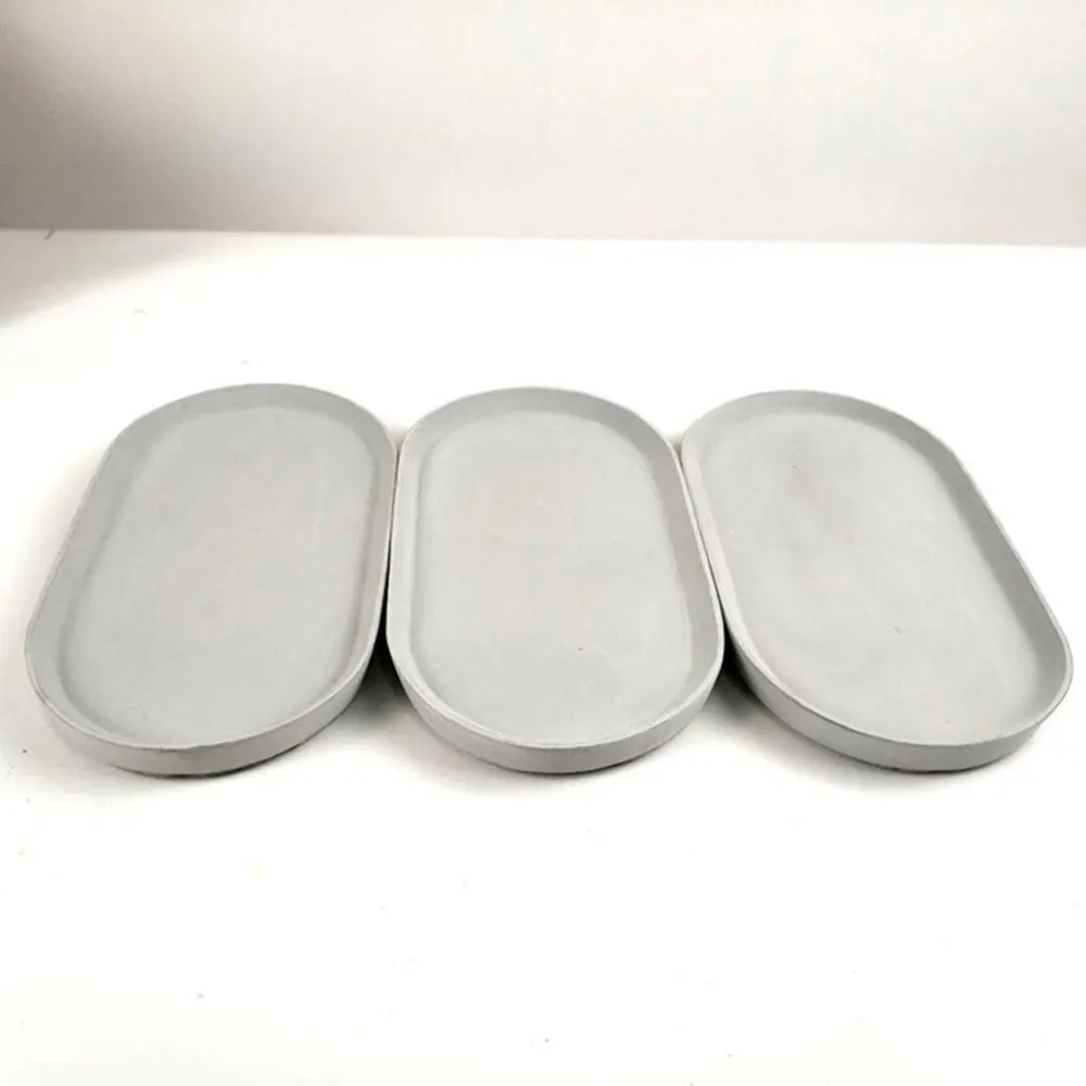 

Cement Tray Nordic Style Storage Dish Flowerpot Holder Home Candy Plate Light Grey