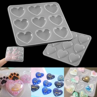 handmade silicone pendant diy art casting molds necklace mould 9 grid heart shape epoxy resin home craft crystal jewelry making