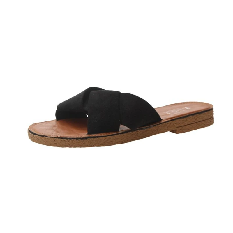 Summer sandals and slippers women 2020 new fashion casual flip flops suede flat bottom cross ladies women's shoes | Спорт и