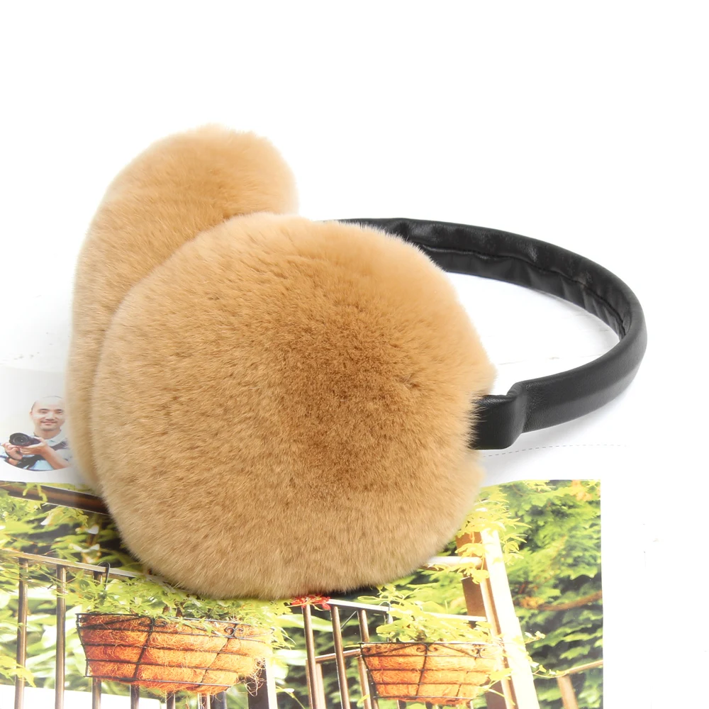 Наушники женские зимние из натурального меха кролика рекс | Аксессуары для