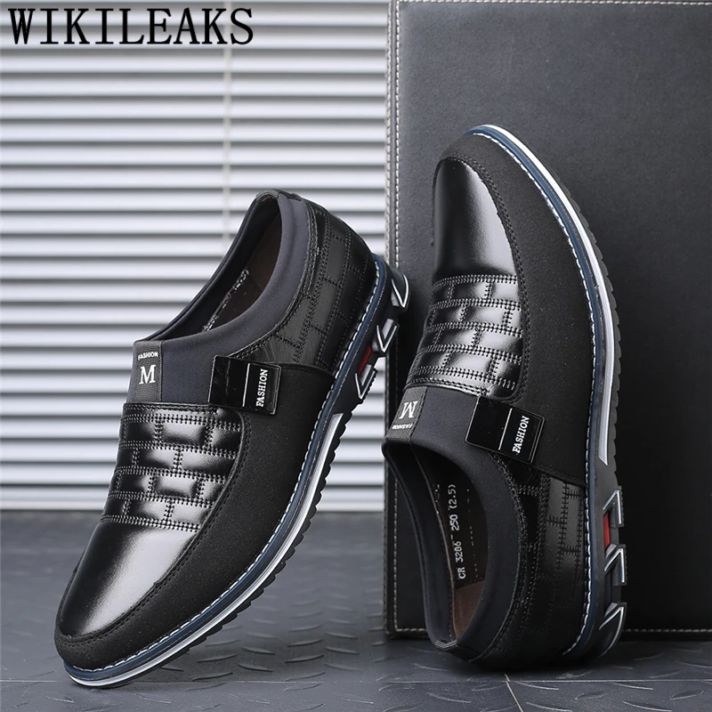 Черные мужские кожаные туфли слипоны Мужская Обувь |