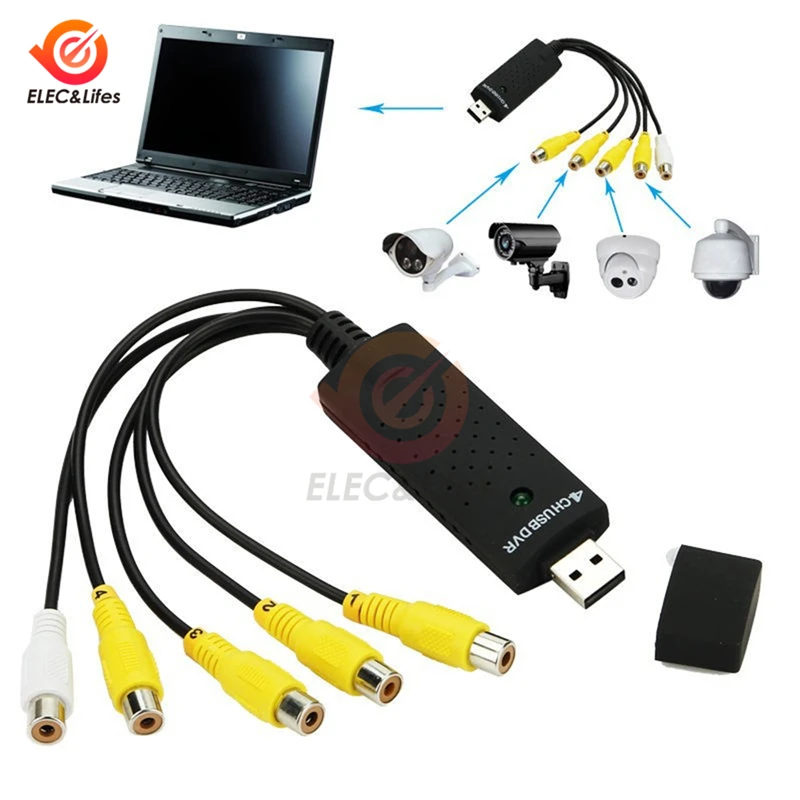 

USB 2.0 4 Channel Audio Capture Adapter 4 Channels CCTV DVR Card For PC Laptop Win7 XP 4CH USB DVR Video Capture Adapter