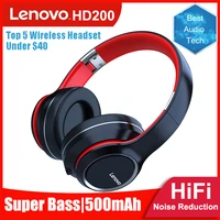 lenovo hd200 wireless bluetooth headphone foldable computer headsets noise cancelling sports running stereo gaming headphones