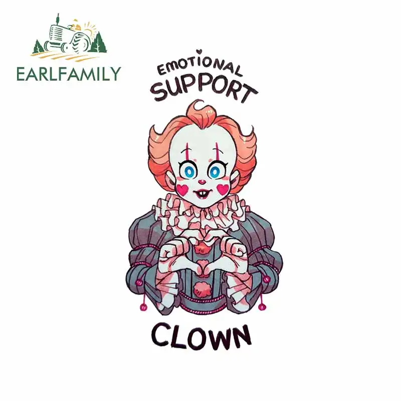 

EARLFAMILY 13 см x 6,9 см для эмоциональной поддержки милые клоун мультфильм наклейки для автомобиля кондиционер лобовое стекло водонепроницаемый ...