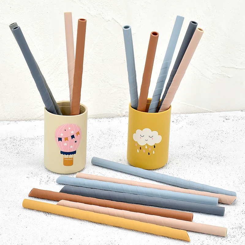 

Питьевые трубочки из пищевого силикона, складные аксессуары с чистящими щетками для детской вечерние, аксессуары для бара