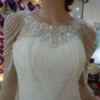 2021 top sale luxurious crystal rhinestone bling bling bridal wraps white lace wedding shawl jacket bolero wrap bridal wedding