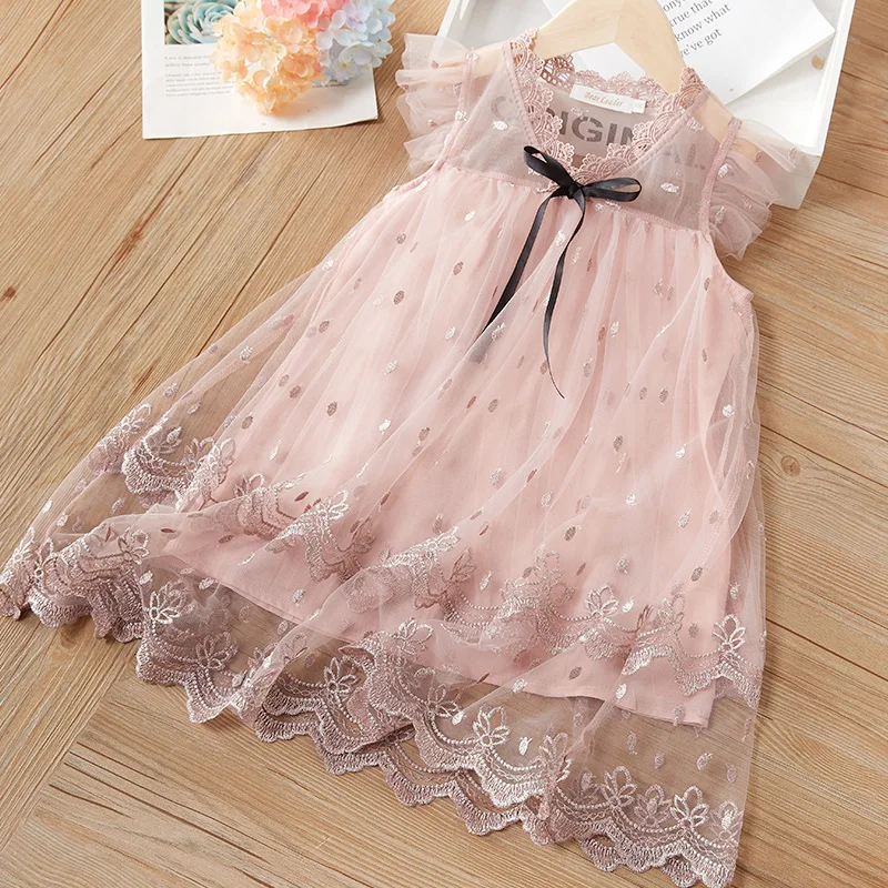 Летнее платье Menoea для девочек эксклюзивное детское с цветочной вышивкой От 3 до 7